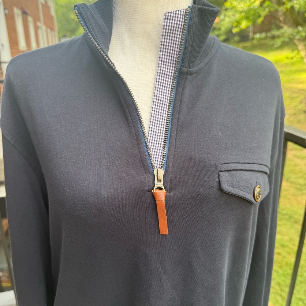 Ted Baker Navy Half-Zip Pullover with Button Pocket Size 4 (Large) - Picture 9 of 12